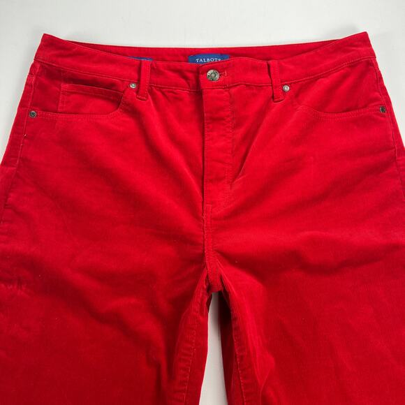 Talbots High Waist Straight Leg Corduroy Jeans Pants Cherry Red Size 14 - Picture 2 of 12